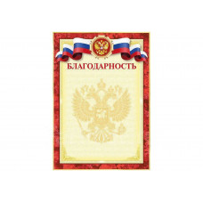 Грамота А4, Благодарность, мел.картон 190г/м
